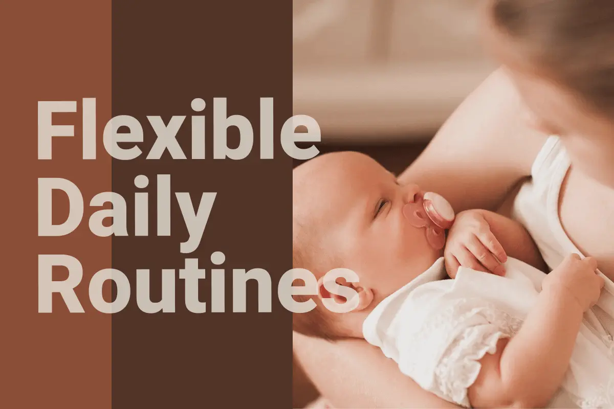 Little Lifesavers Free motherhood tools: Baby Daily Routine guide showing a flexible daily schedule for feeding, naps, and gentle play in the first months
