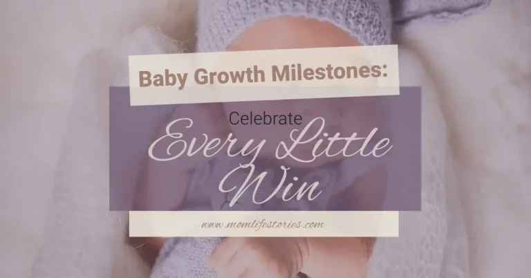 baby growth milestones: a beautiful baby wrapped in a soft knitted scarf, symbolizing warmth.