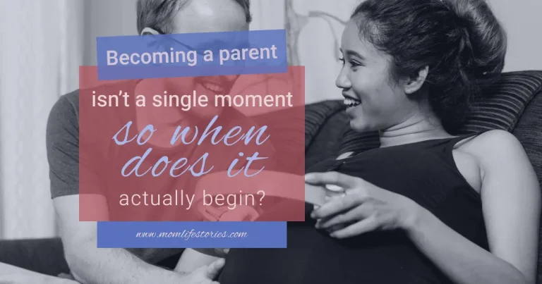 Becoming a parent capturing a joyful couple laughing together at home while preparing for their baby’s arrival.