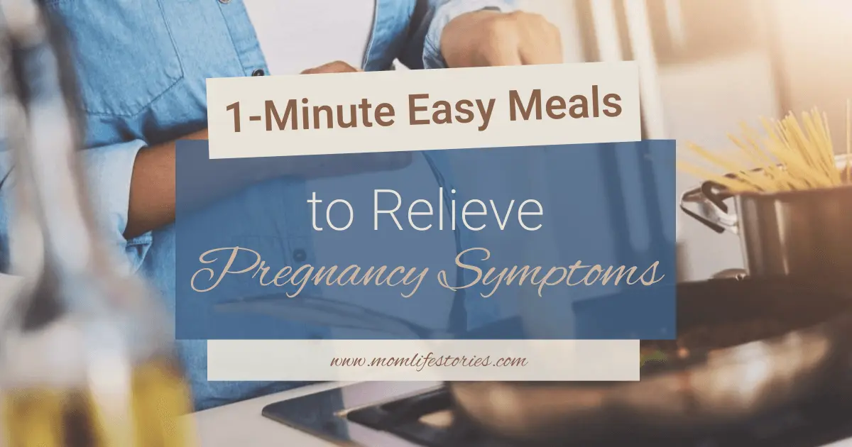 Easy meals: a pregnant woman preparing a healthy, light dish in the kitchen.
