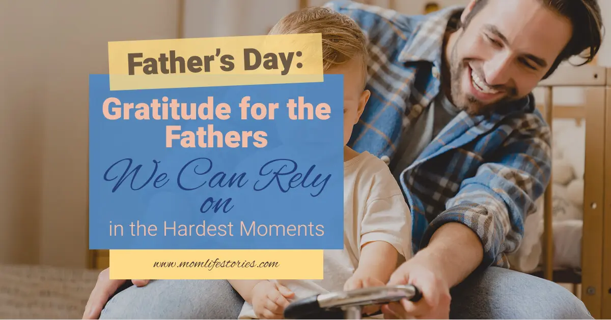Father’s Day blog pin featuring a loving dad and child together with emotional Father’s Day message about supportive fathers and family bonding