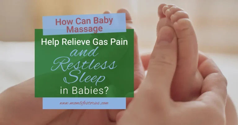 How Can Baby Massage Help Relieve Gas Pain and Restless Sleep? Mother gently giving a baby massage to help relieve gas pain, calm fussiness, and support more restful baby sleep.