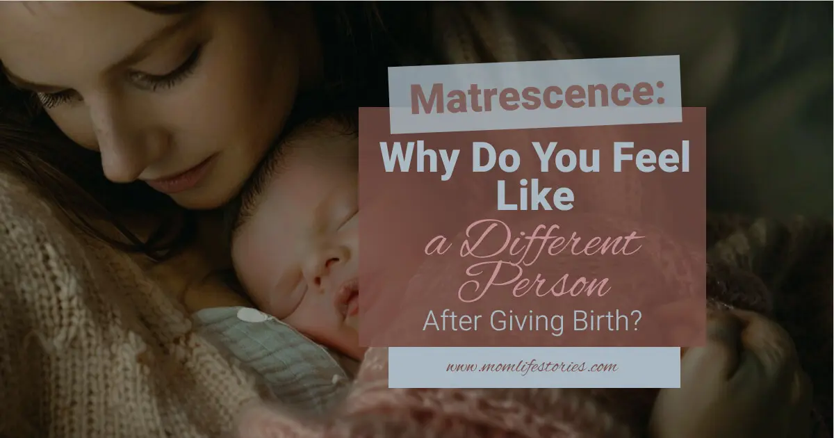 Mother holding her sleeping newborn close in a quiet moment, illustrating matrescence and the emotional identity changes many women experience after giving birth.