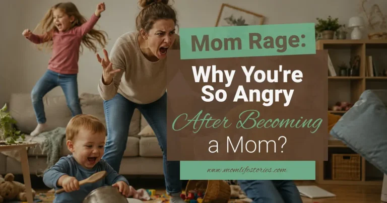 Mom Rage: Why You're So Angry After Becoming a Mom? Mom Rage: exhausted mom experiencing an emotional outburst while caring for her young children at home, highlighting the stress, overwhelm, and mental load of modern motherhood.