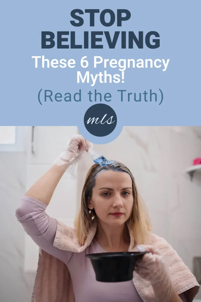 Woman coloring her hair while pregnant, illustrating common pregnancy myths and misconceptions about what is safe or unsafe during pregnancy.