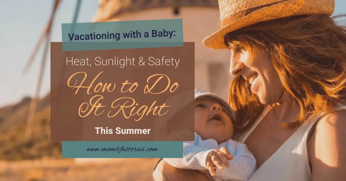 Mother embracing her newborn while vacationing with a baby in Spain